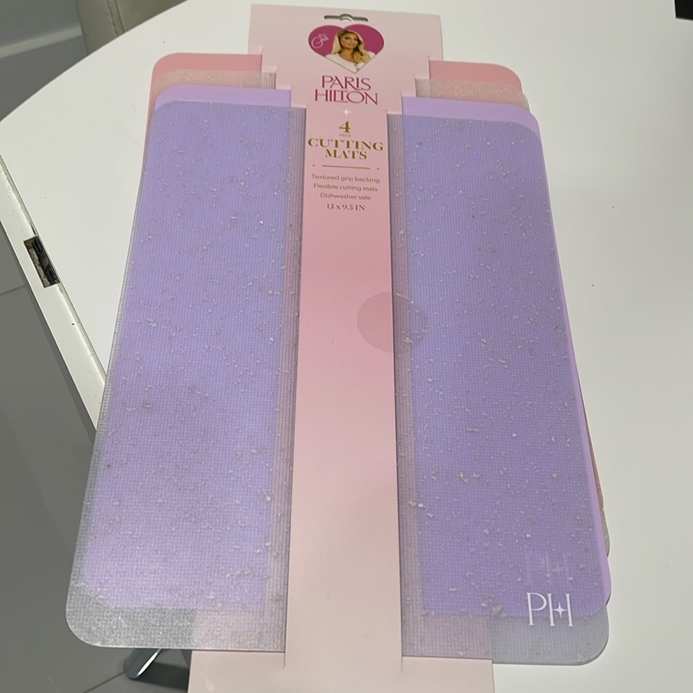 Paris Hilton Pink/Lilac Pastel Colors Set of 4 Dishwasher Safe Cutting Mats